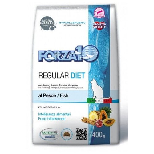 Сухой корм для кошек Forza10 Regular Diet, при аллергии, гипоаллергенный, с рыбой 2 шт. х 400 г