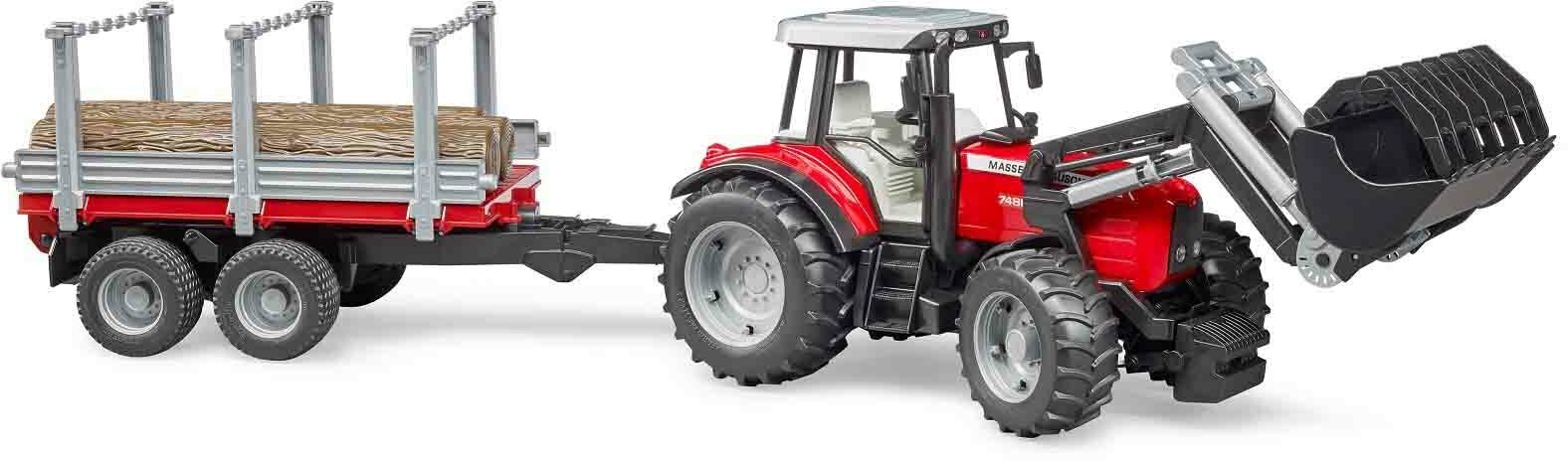 Трактор Massey Ferguson c манипулятором и прицепом BRUDER 02-046