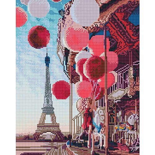 алмазная мозаика девочка с шариками в париже 40x50 см вангогвомне Алмазная мозаика Париж, 40x50 см, ВанГогВоМне