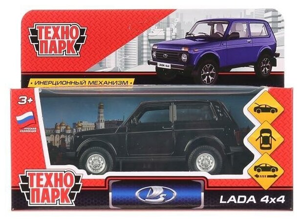 Легковой автомобиль технопарк Lada 4X4 (LADA4X4-BK/RD) 1:32, 12 см, черный - фотография № 13