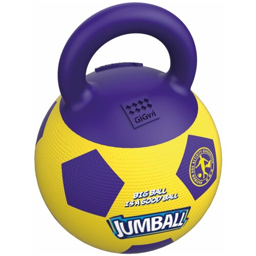 Мячик для собак GiGwi Jumball с захватом (75366), желтый/фиолетовый, 1шт. gigwi игрушка для собак крупных пород джамболл 26 см фиолетово желтый 2 шт