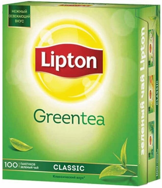 Чай LIPTON (Липтон) "Clear Green", зеленый, 100 пакетиков с ярлычками по 1,3 г, 65415224