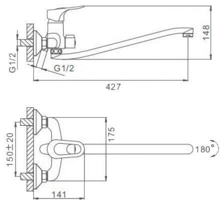 Смеситель для ванны Фрап H37 F2237, шт. - фотография № 3