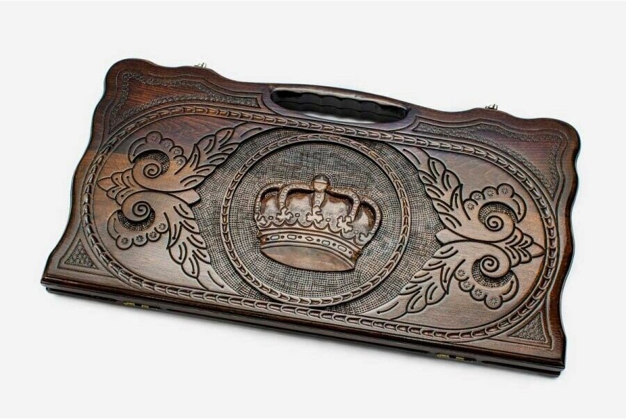 Нарды Handle "Корона", резные, складные, дерево, красно-коричневые, венге