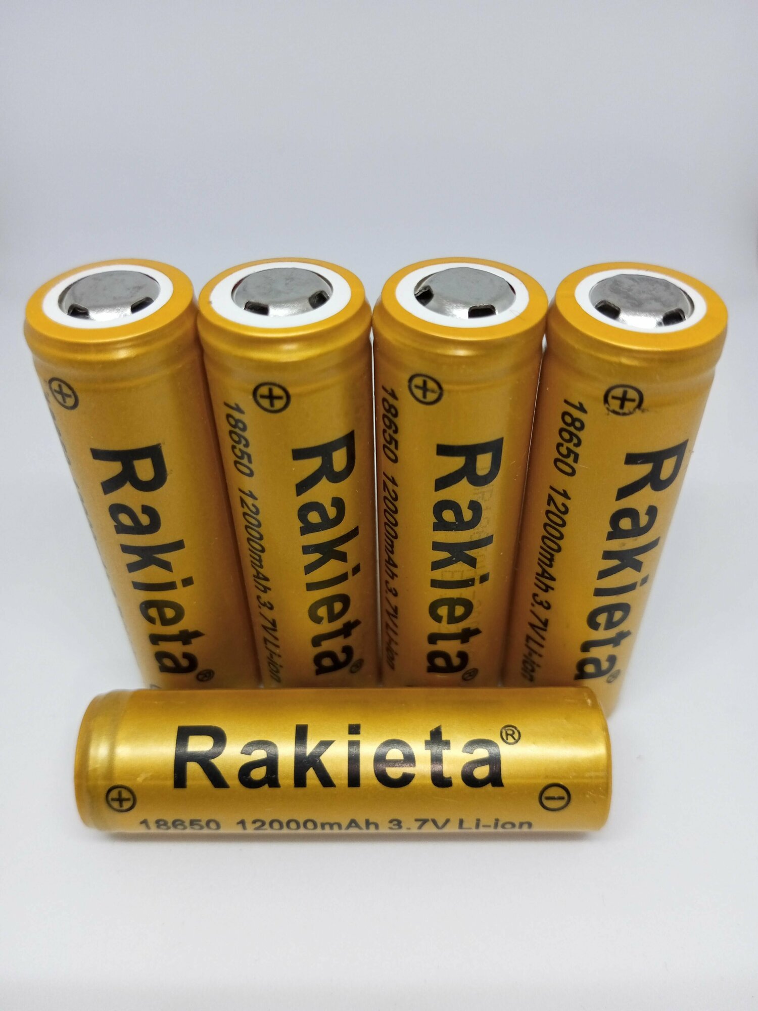 Аккумулятор универсальный 18650 37V 12000mAh Li-ion Rakieta высокая емкость 5 шт в упаковке(Под пайку)