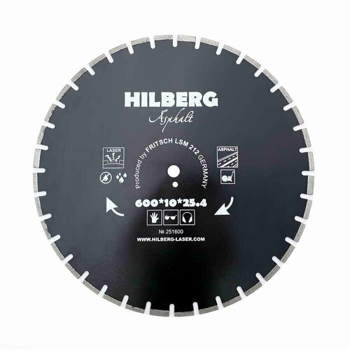 Диск алмазный отрезной 600*25,4*12 Hilberg Hard Materials Лазер асфальт 251600 диск алмазный hilberg 400 25 4 hard materials лазер hm109