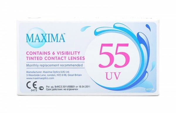 Maxima 55 UV Aspheric, 6 линз В упаковке 6 штук Оптическая сила -4.75 Радиус кривизны 8.9