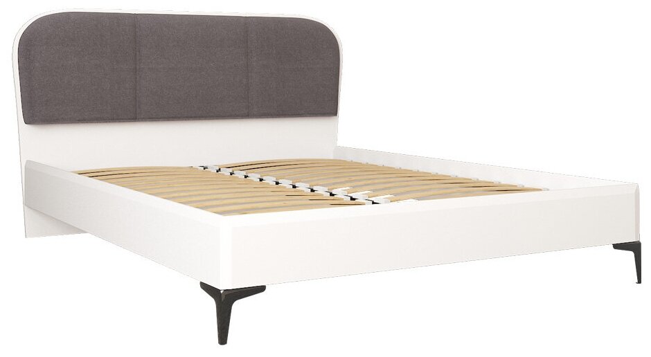 фото Двуспальная кровать Моби Валенсия Люкс Белый / Графит
