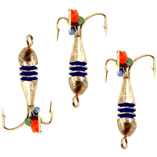 Мормышки вольфрамовые Чертик с рисками гальваника медь 09 гр 3 шт 572₽