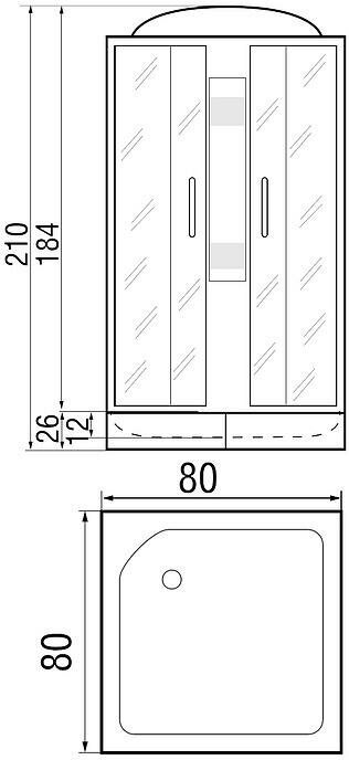 Кабина RIVER Душевая кабина River Quadro 80/26 MT