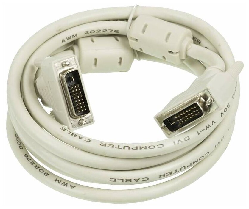 Кабель DVI NINGBO DVI-D(m) dual link - DVI-D(m) dual link, ферритовый фильтр , 3м, блистер, серый [rd-dvi-3-br] - фото №1