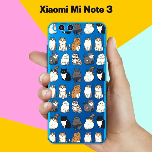 силиконовый чехол на xiaomi mi note 3 сяоми ми ноут 3 с принтом синий цветок на синем Силиконовый чехол на Xiaomi Mi Note 3 Коты / для Сяоми Ми Ноут 3