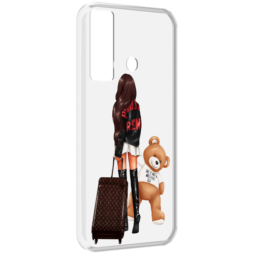 Чехол MyPads девушка-с-модным-чемоданом женский для Tecno Camon 17 задняя-панель-накладка-бампер