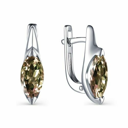 Серьги Яхонт, серебро, 925 проба, султанит