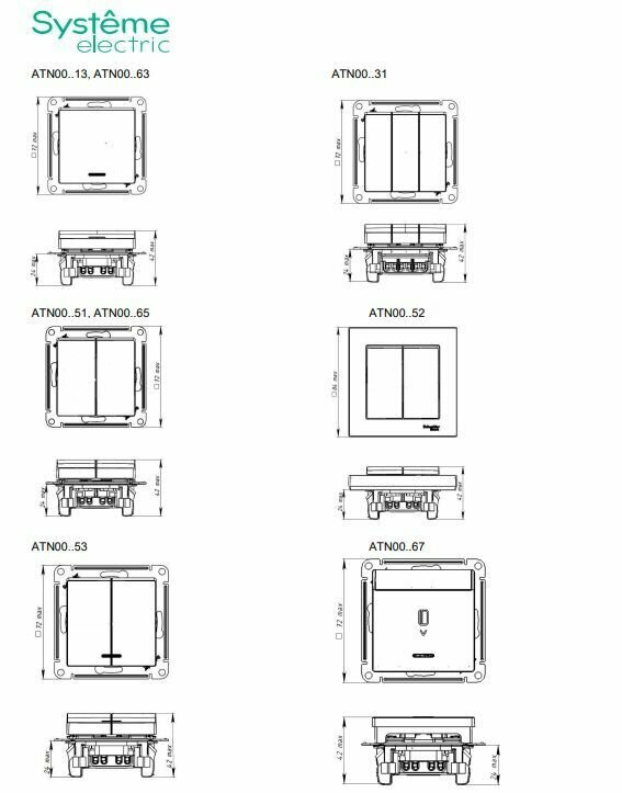 Выключатель двуклавишный Schneider Electric (Systeme Electric) Atlas Design механизм бежевый ATN000251 6шт - фотография № 8