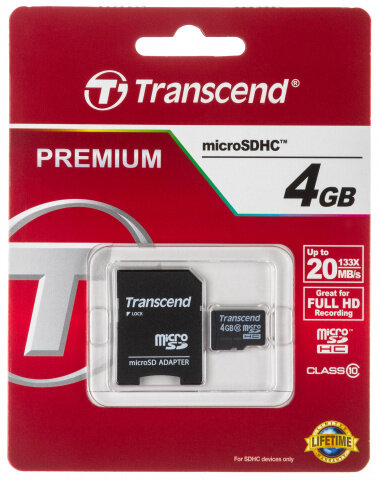 Карта памяти Transcend microSDHC 4 ГБ Class 10