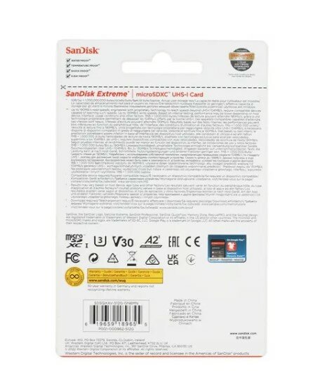 Карта памяти MicroSDXC 1024GB SanDisk EXTREME Class 10, UHS-I, W130, R 190 МБ/с, - фото №4