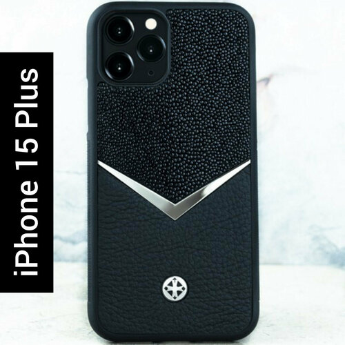 Чехол iPhone 15 Plus - Stingray Daw Black Leather