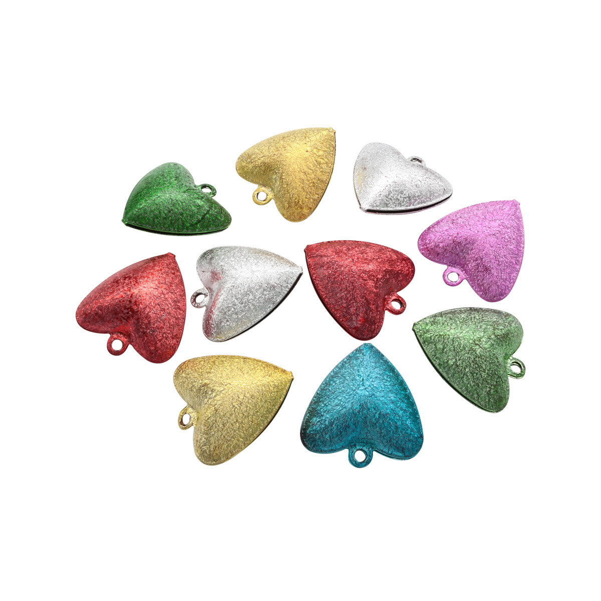 фото AR660 Бубенчик сердце, 3,3см, ассорти, 10шт/упак (матовый), 10 шт