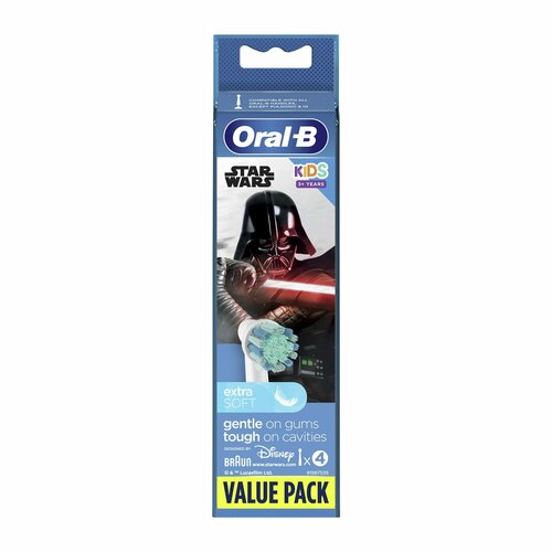 4 насадки для зубных щеток Oral-B Звёздные войны Star Wars EB10S, мягкие насадки для деликатной чистки