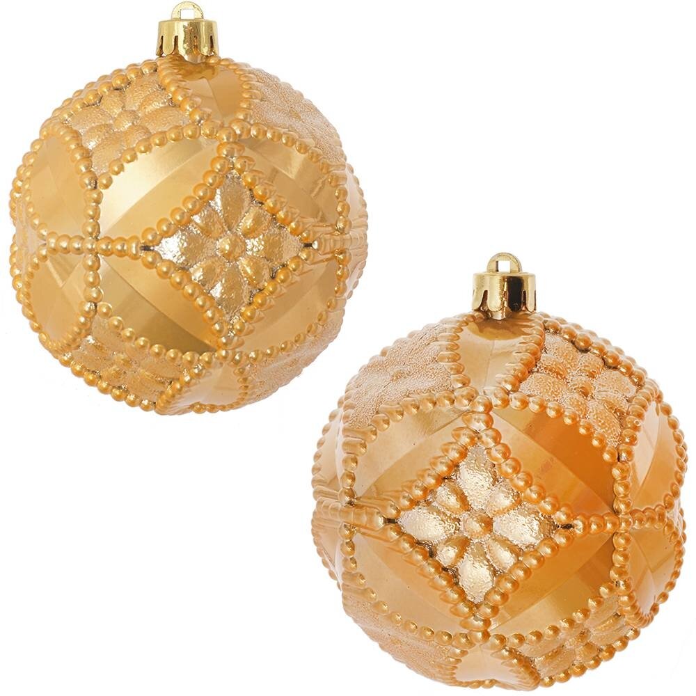 Набор из 2шт Украшение новогоднее Шар "Золотой орнамент", D 10 см, L19,5 W10 H10 см