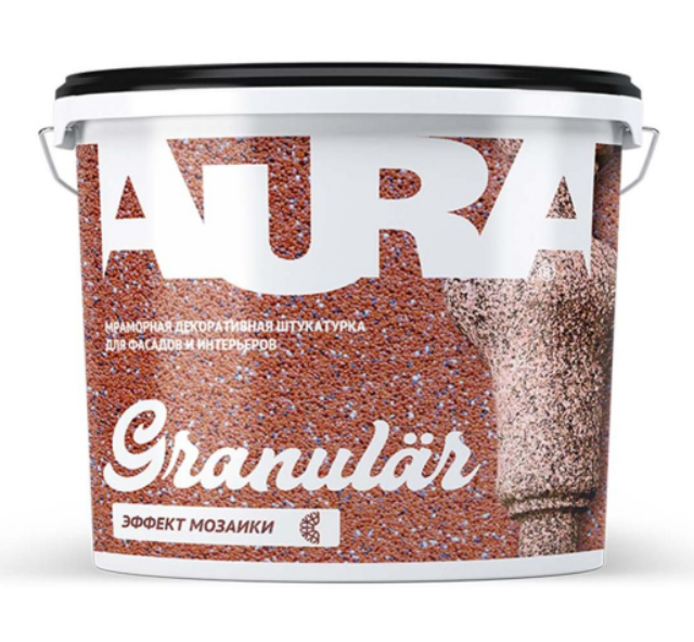 Декоративная Штукатурка Aura Dekor Granular 15кг L200 Мраморная для Фасадов и Интерьеров Зерно 12 / Аура.