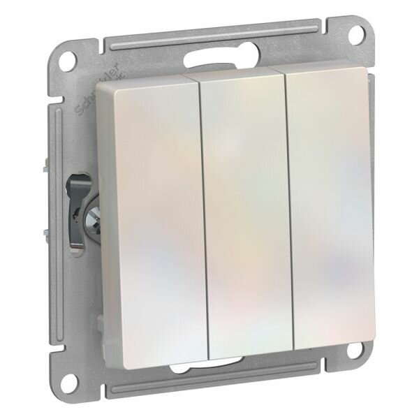 3 шт. Systeme Electric AtlasDesign Жемчуг Выключатель 3-клавишный сх.1+1+1, 10АХ, механизм, ATN000431