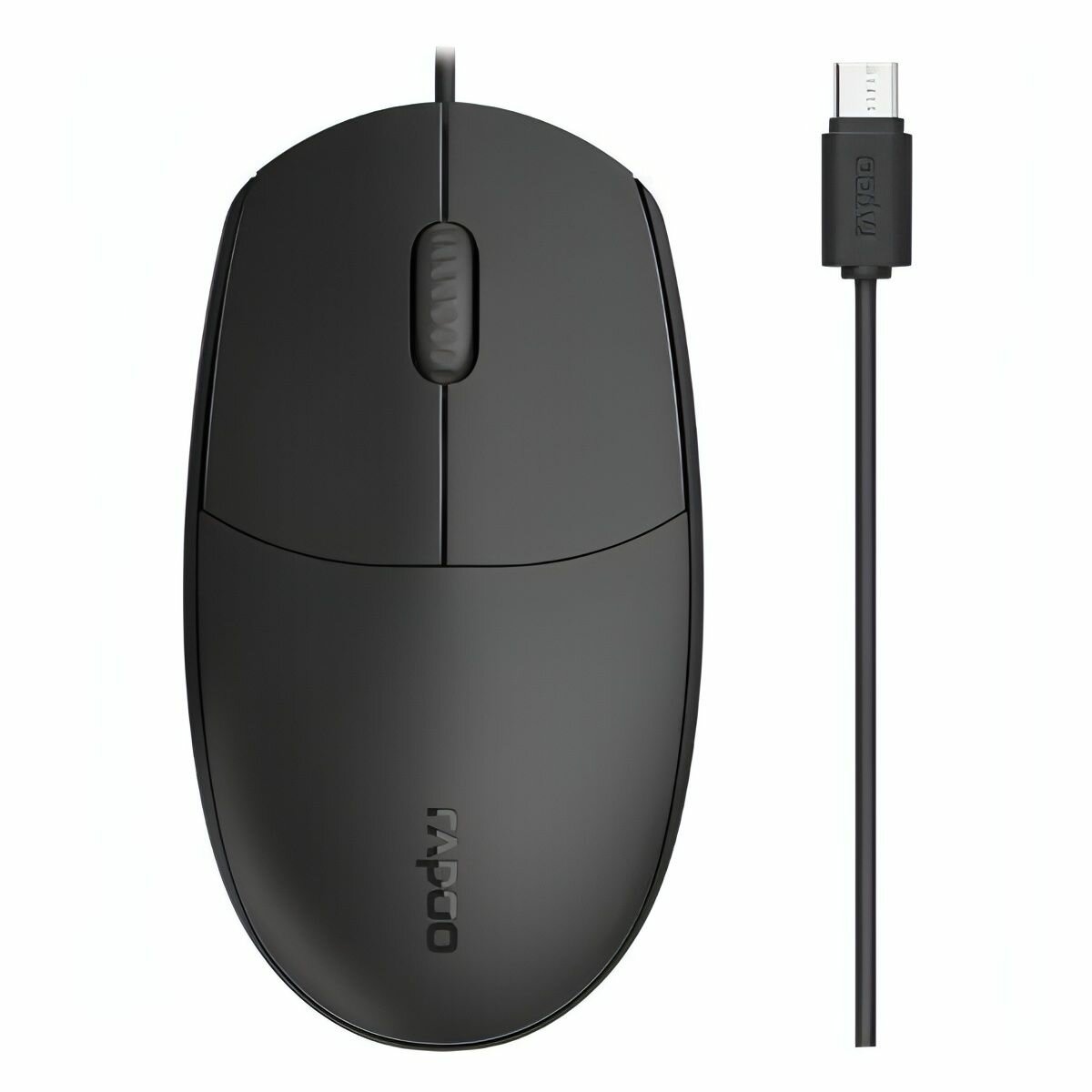 Мышь проводная Rapoo N100C, 1000 dpi, USB Type-C, Черный 6940056123459 - фото №1