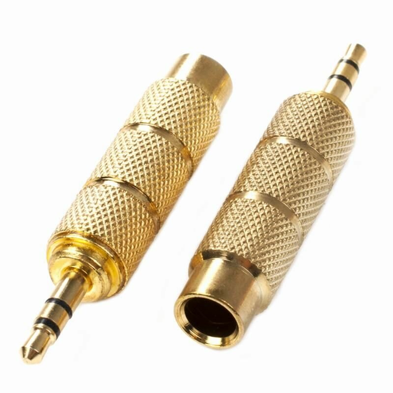 Аудио переходник адаптер GSMIN Maple Mini Jack 3.5 мм на Jack 6.35 мм джек (Золотистый)