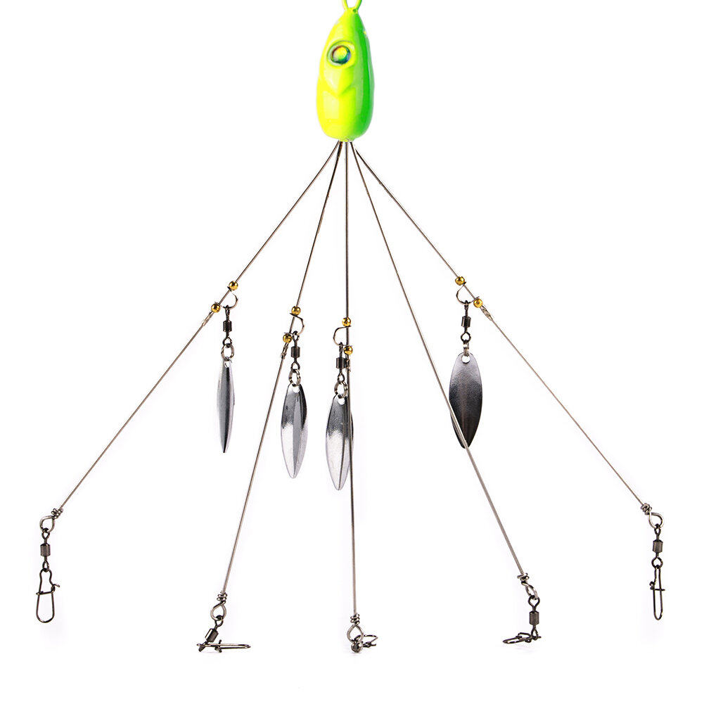 Рыболовная блесна зонтик 18 г  зеленая  с пятью лучами  вращающаяся блёстками для ловли окуня  форели  щуки  групповая игра