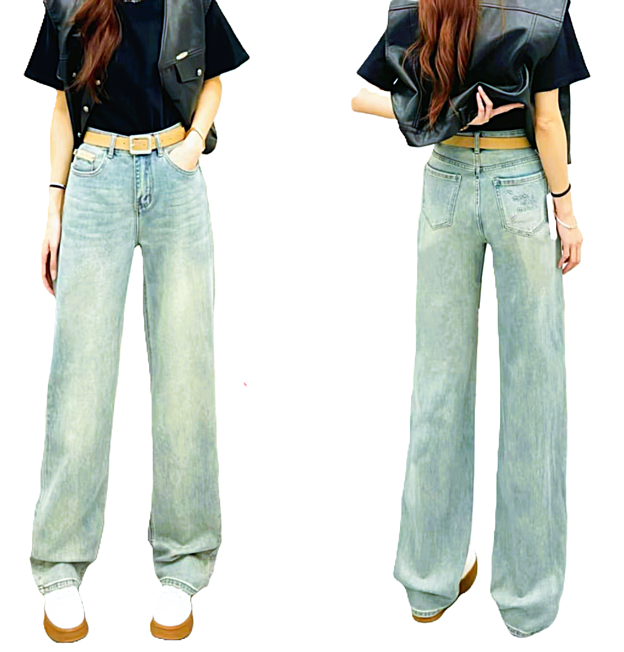 Джинсы багги AMG JEANS, размер 34, серо-голубой