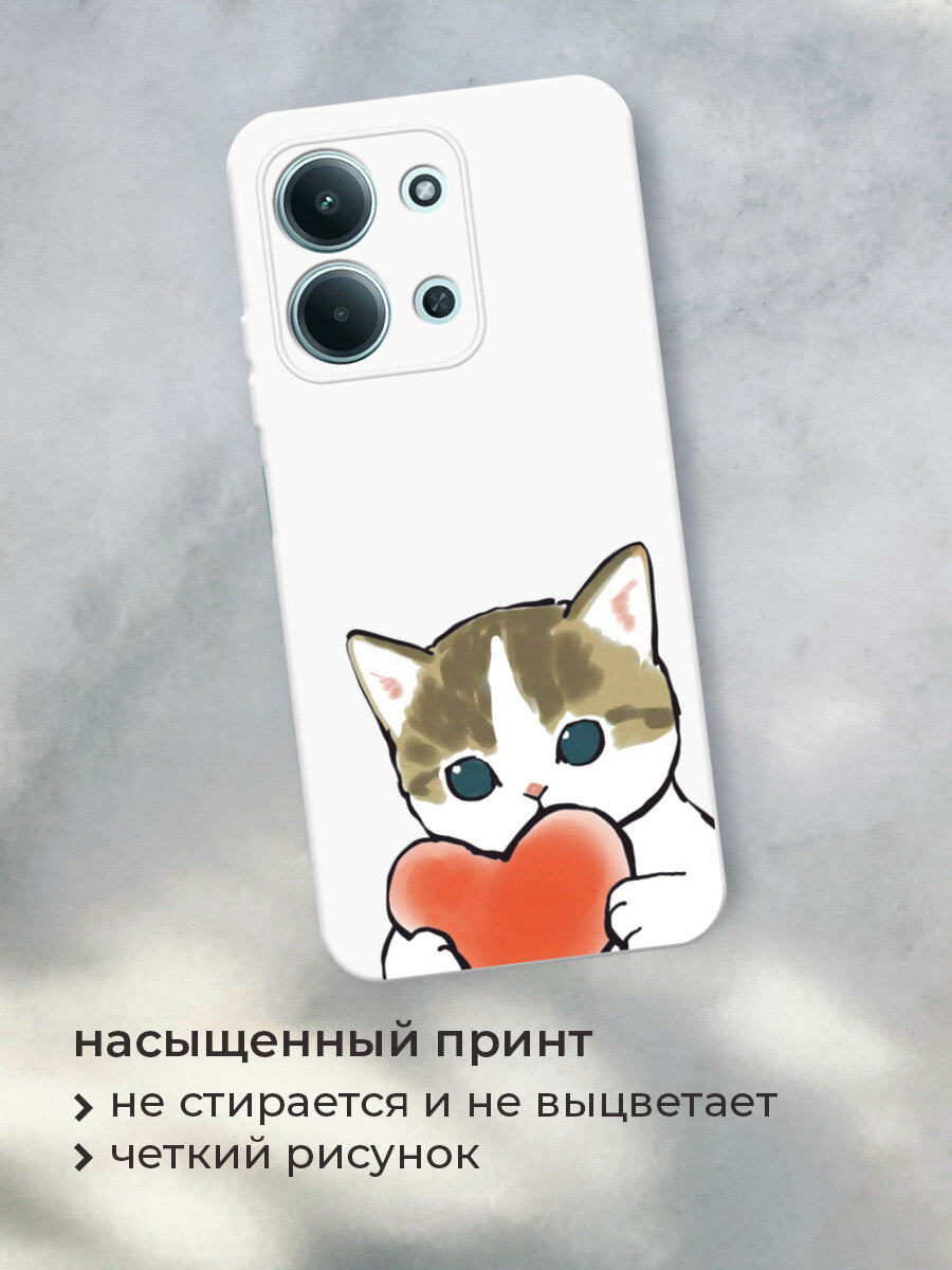 Чехол на Xiaomi Redmi 15C 4G /Poco C85 4G / Редми 15C 4G/Поко C85 4G с принтом Котик с сердечком — фото 1