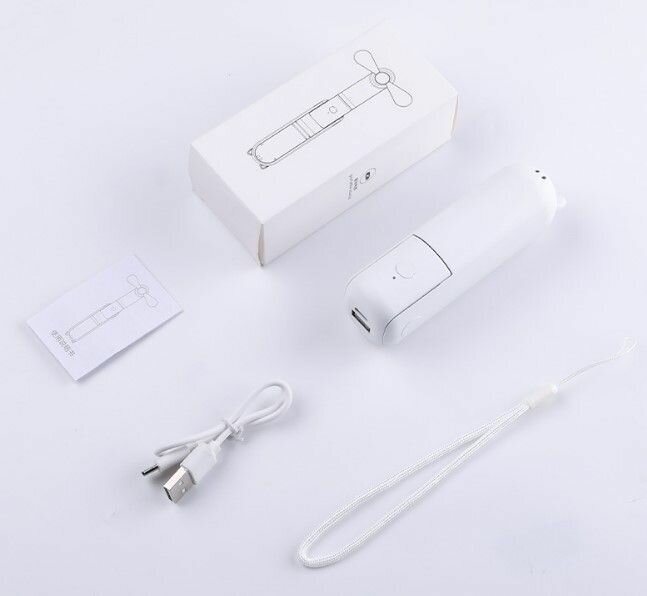 Портативный ручной вентилятор складной мини-USB 2000 мАч цвет белый - фотография № 5