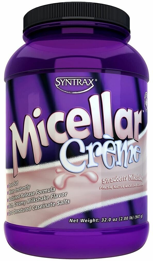 Казеиновый протеин SYNTRAX Micellar Creme 907 г, Молочный коктейль с клубникой