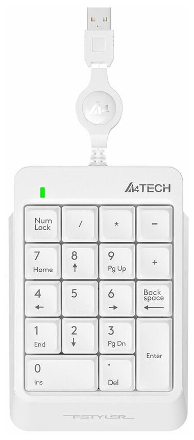 Числовой блок A4TECH Fstyler FK13, USB, без русского алфавита, белый [fk13 usb ( white )]