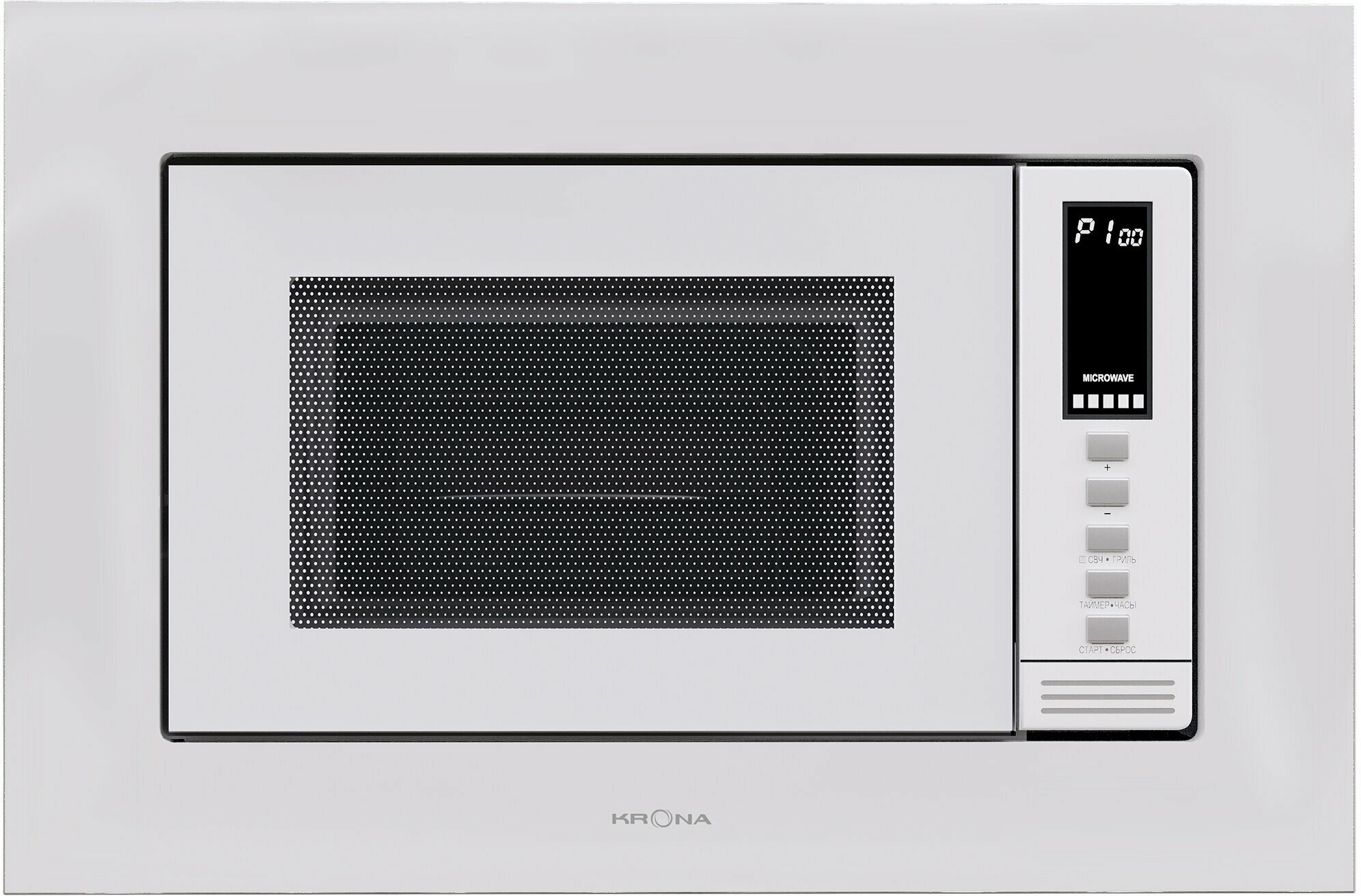 Встраиваемая микроволновая печь KRONA LAUNE 60 WH DOTS K белый (диспл, гриль) - фотография № 1