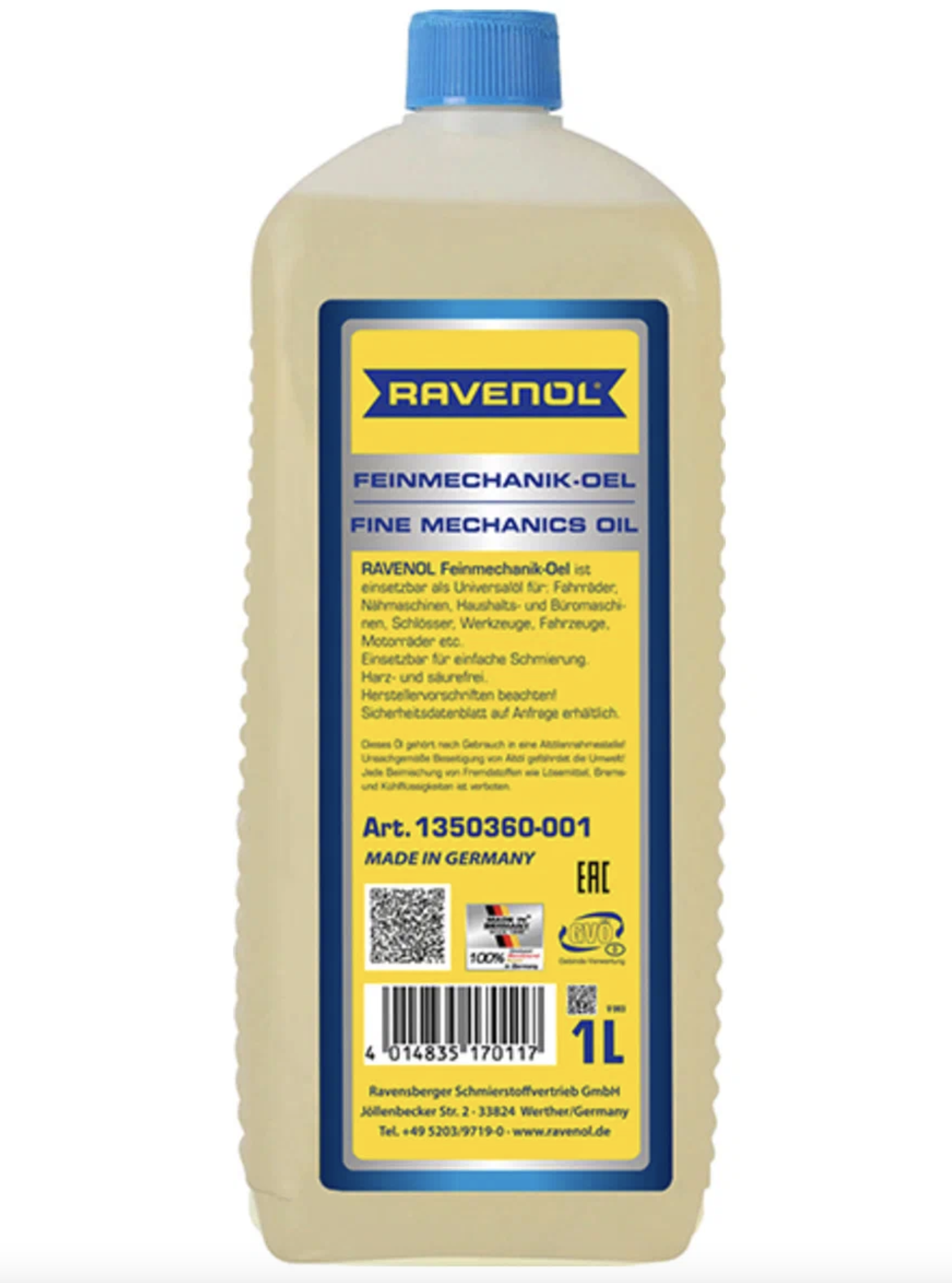 Масло для швейн.машин и технолог.обор RAVENOL Feinmechanikoel (1л)