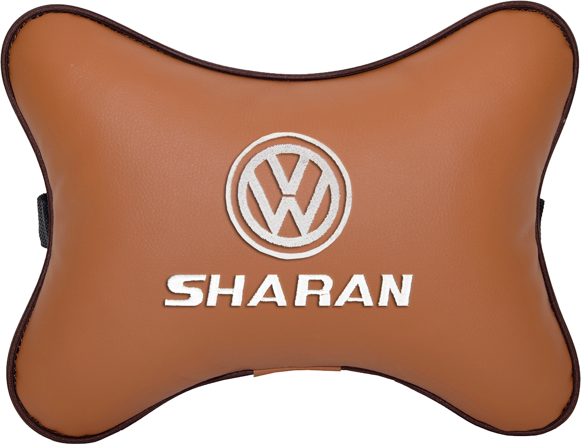 Подушка на подголовник экокожа Fox с логотипом автомобиля VOLKSWAGEN Sharan