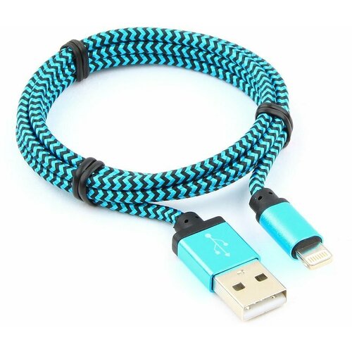 Набор из 3 штук Кабель USB 2.0 Cablexpert CC-ApUSB2bl1m, AM/Lightning 8P, 1 м, нейлоновая оплетка, алюминиевые разъемы, синий кабель pro legend для iphone 5 6s 8pin светящийся pl1369 зеленый 1 м