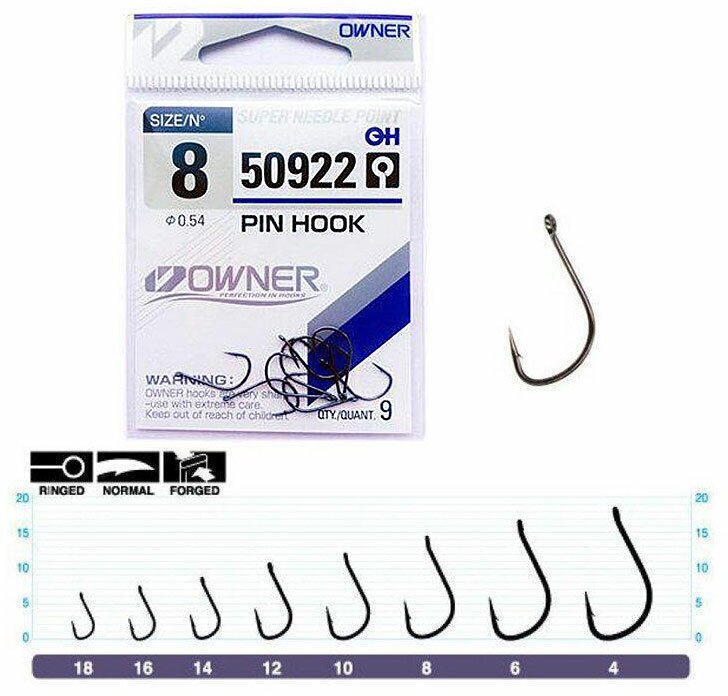 Крючок Owner 50922 BC №10 Pin Hook (10шт.)