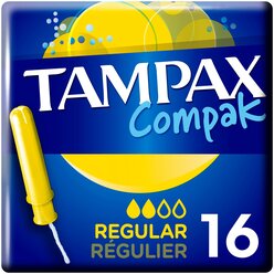 TAMPAX тампоны Compak Regular с аппликатором, 2 капли, 16 шт.