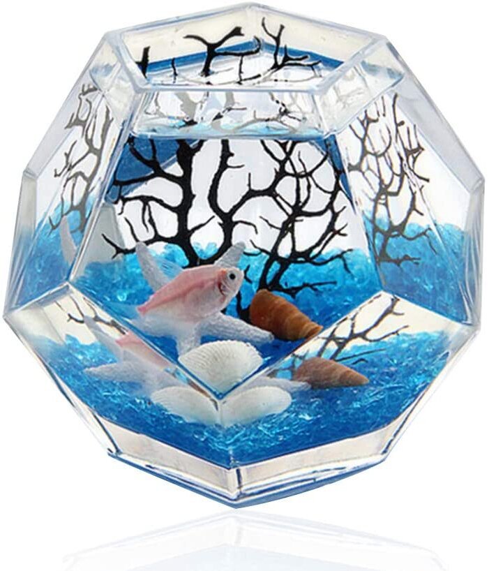 Декоративный мини аквариум 16x13 см, прозрачный стеклянный - фотография № 1