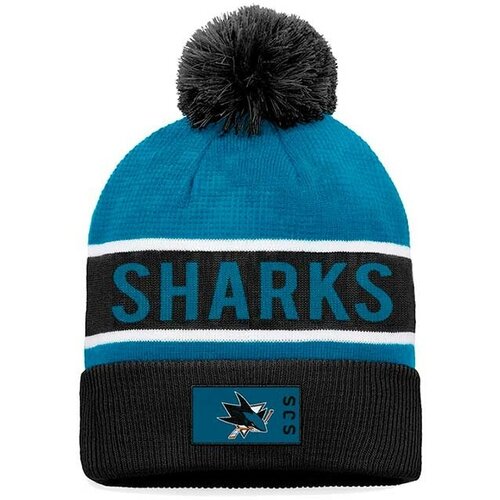 шапка nhl san jose sharks цвет серый Шапка Fanatics, размер 56-61, черный, бирюзовый