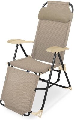Кресло-шезлонг подножкой песочный - фотография № 2