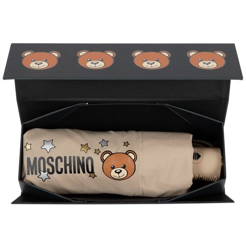 Зонт складной Moschino 8211-compactD Toy Stars Dark beige