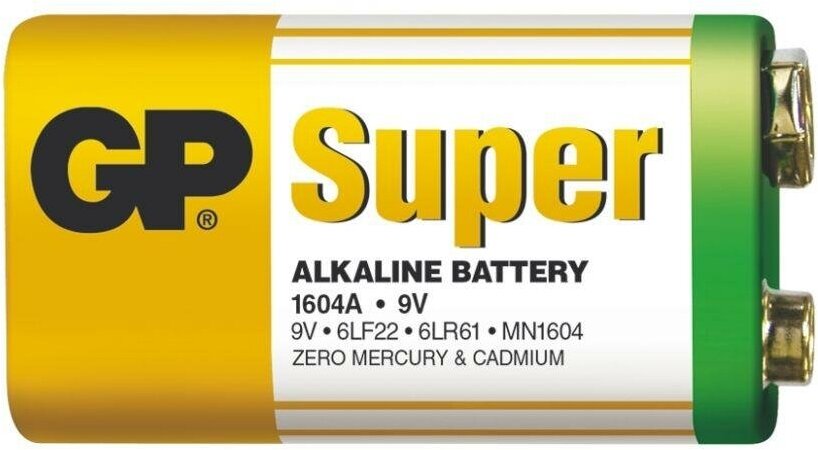 Батарейка GP Крона 9v 6LR61 Super Alkaline SR1 GP1604AEBRA-5S1, 1шт.