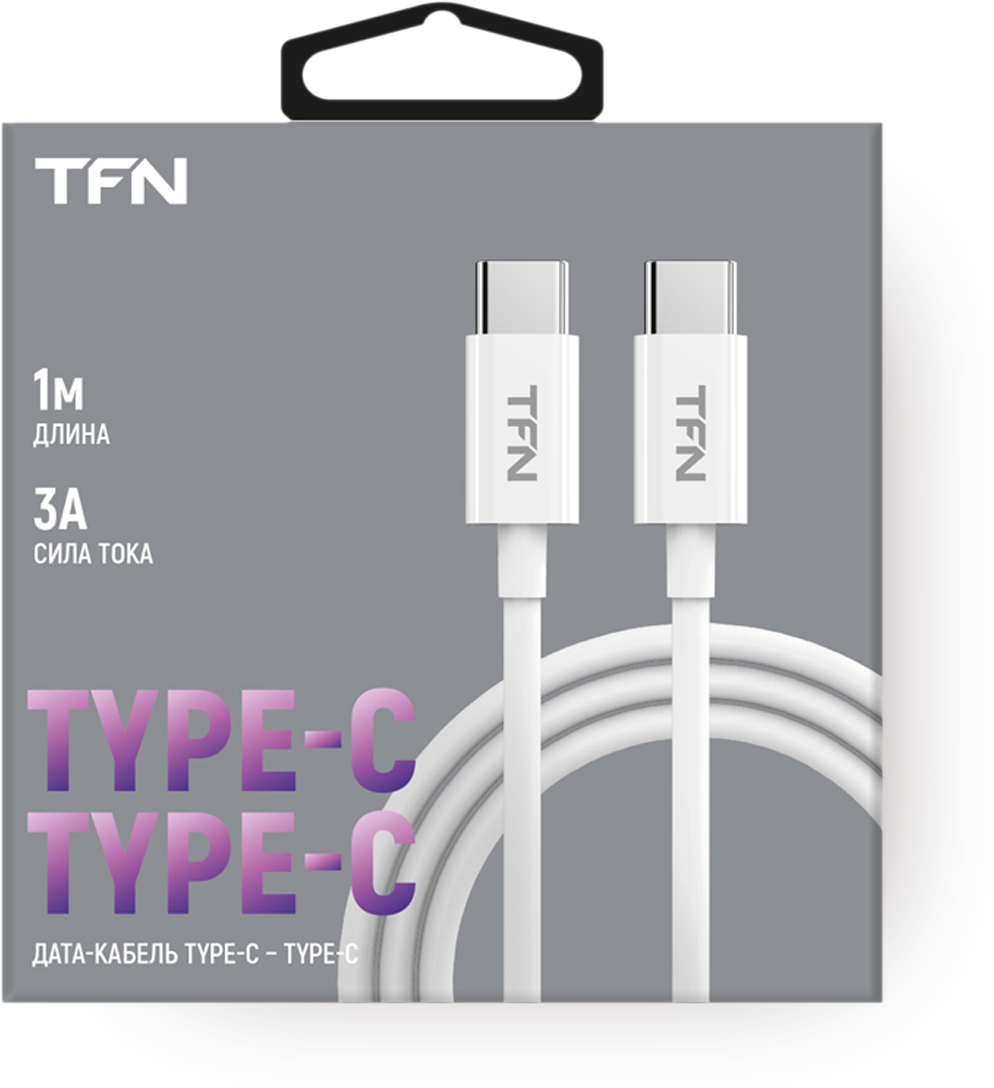 Кабель TFN USB Type-C (m), USB Type-C (m), 1м, белый [tfn-cusbcc1mtpwh] - фото №3