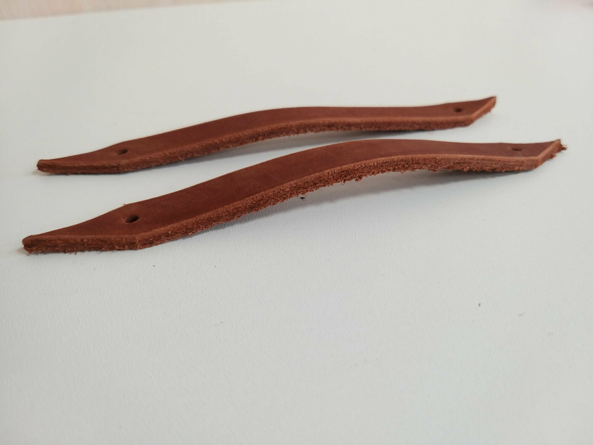 Ручка кожаная мебельная, 1 шт, цвет рыже - коричневый