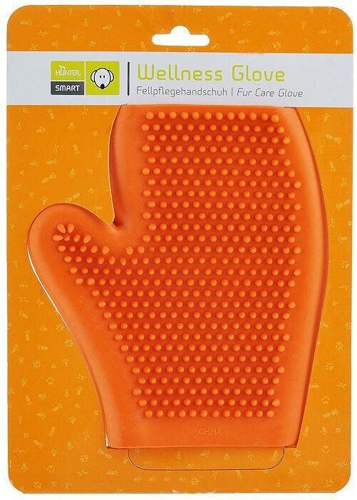 Hunter Smart резиновая перчатка для вычесывания шерсти оранжевая - фото №4