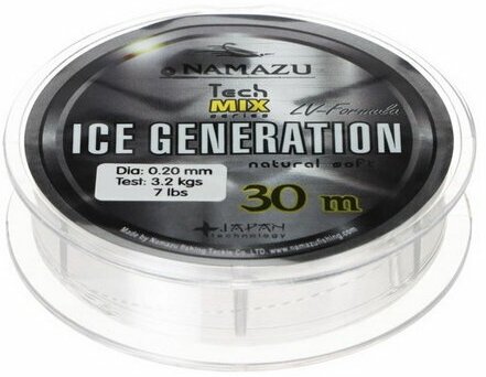 Леска Ice Generation, диаметр 0.20 мм, тест 3.20 кг, 30 м, прозрачная